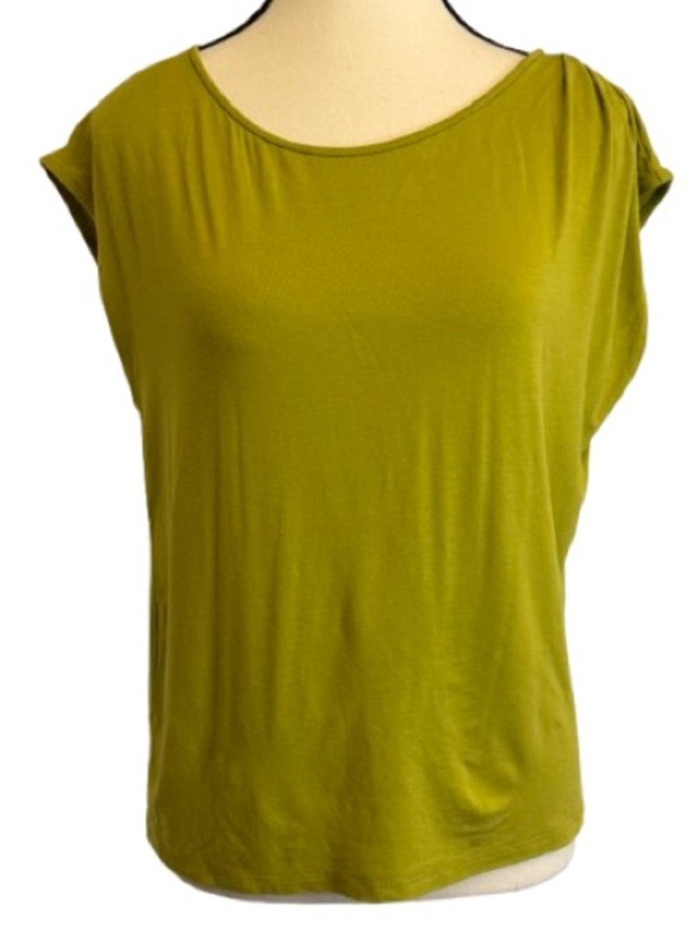Eileen Fisher Lime Green Pleated Shoulder Dolman Knit Top Small Minimalist